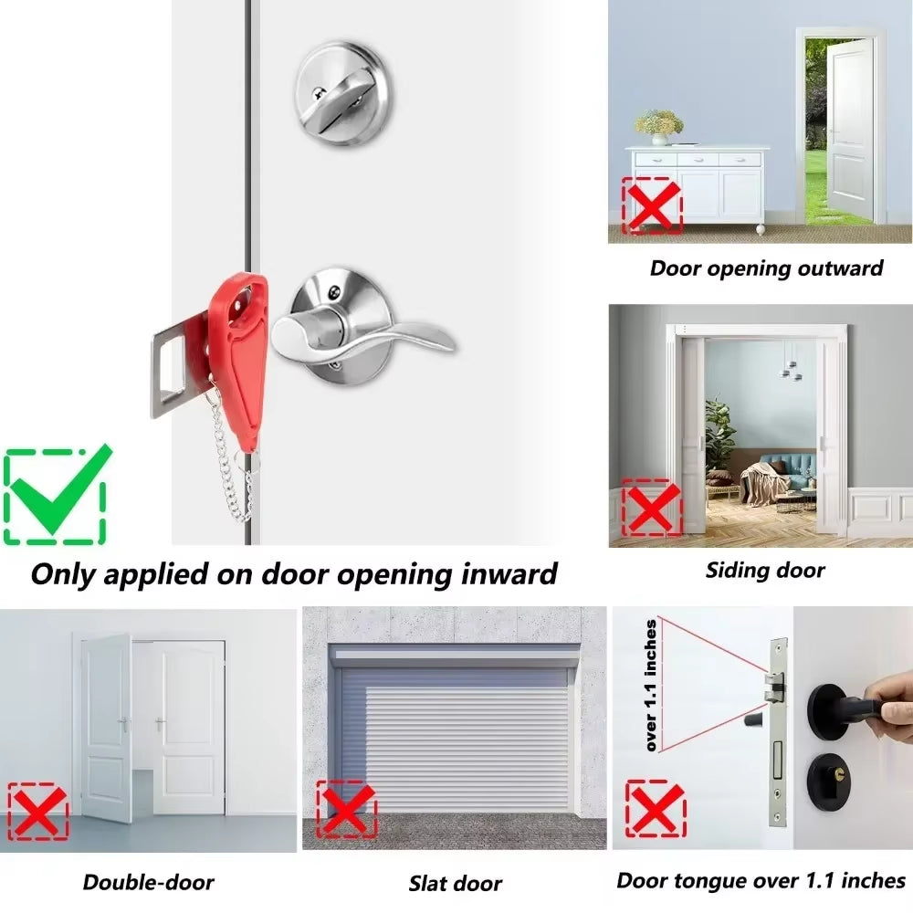 SafeStop™ Lock Latch, Travel & Personal Safety Door Lock – Removable 2-Hole Portable Security Latch