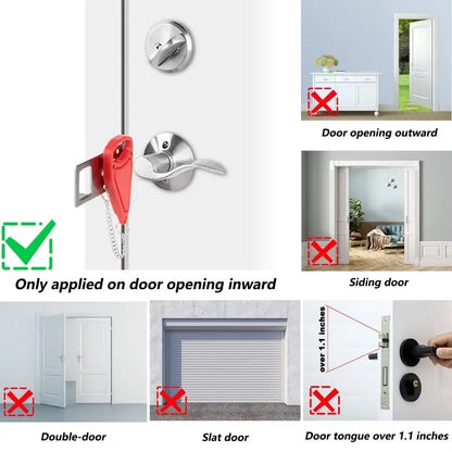 SafeStop™ Lock Latch, Travel & Personal Safety Door Lock – Removable 2-Hole Portable Security Latch